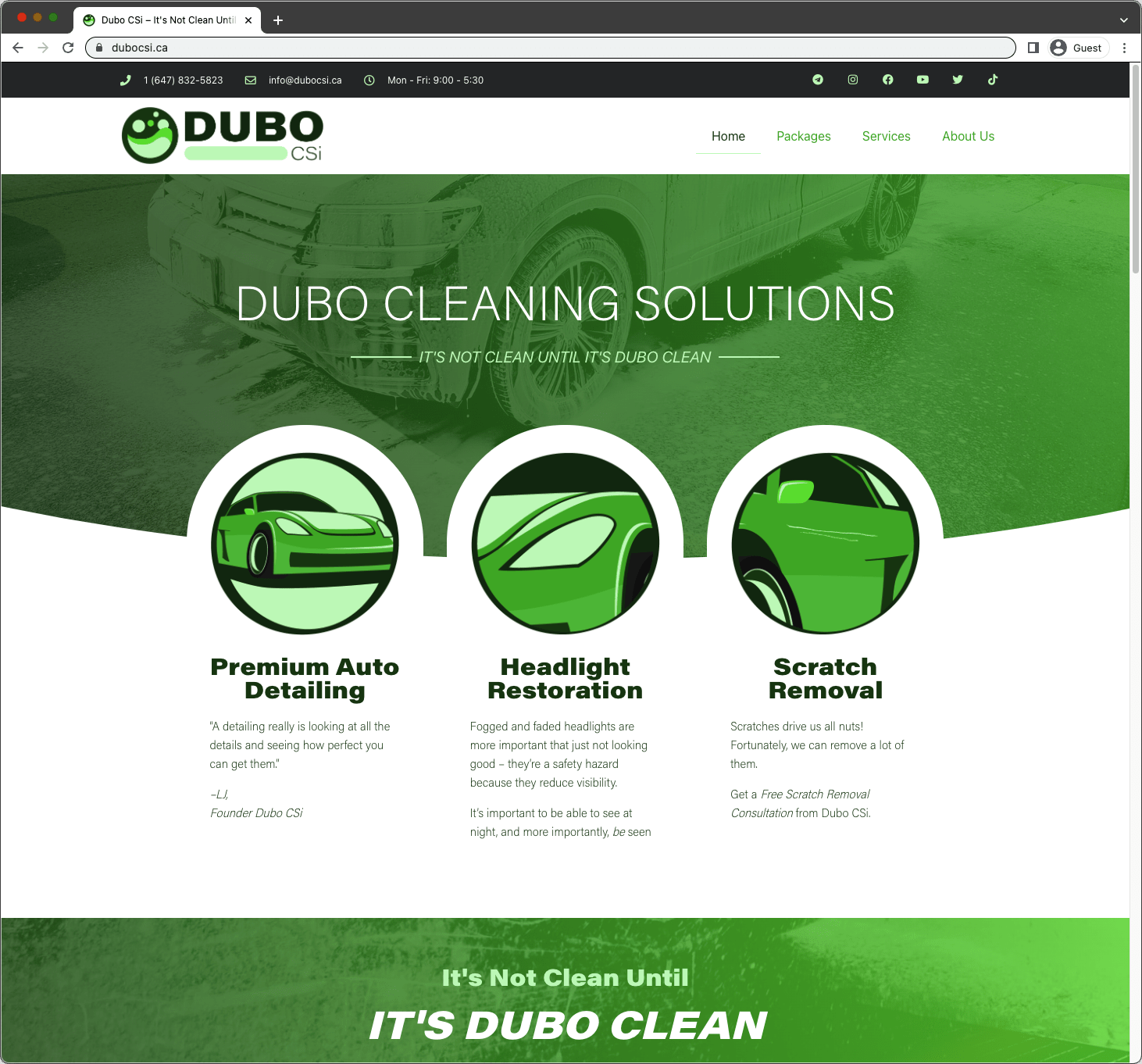 Dubo CSi Website on Desktop
