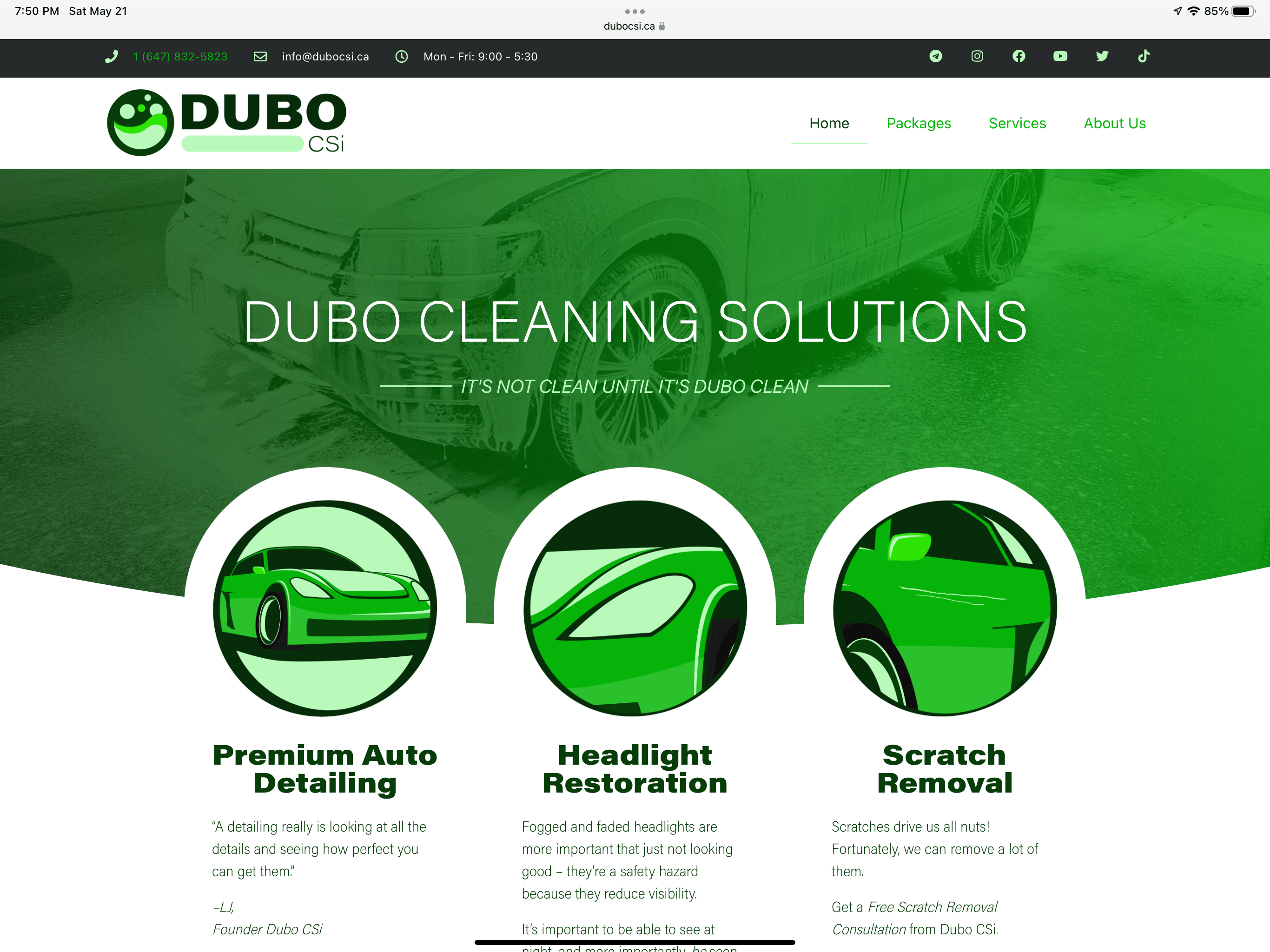 Dubo CSi Website on Tablet