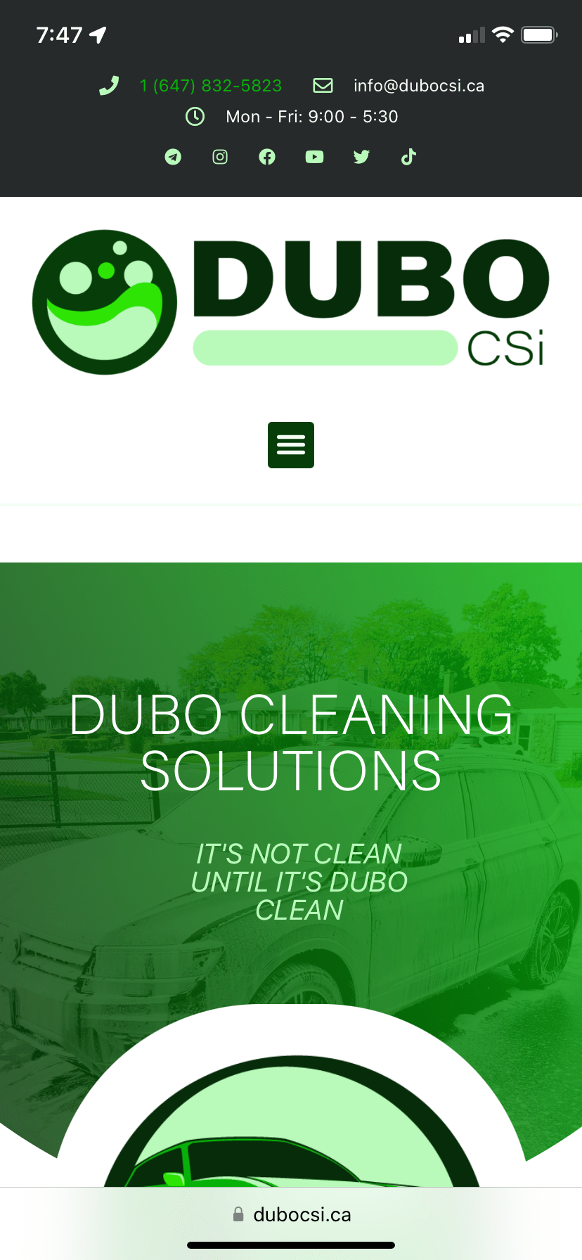 Dubo CSi Website on iPhone